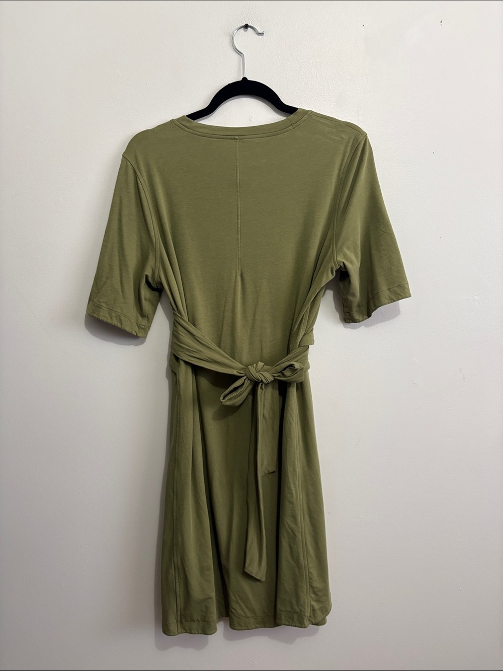 Lululemon Cotton Wrap-Front T-Shirt Dress size 10 in Bronze Green - Picture 6 of 6